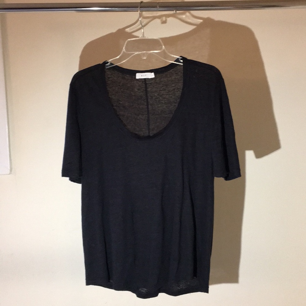 A.L.C. Black short sleeve scoop neck top